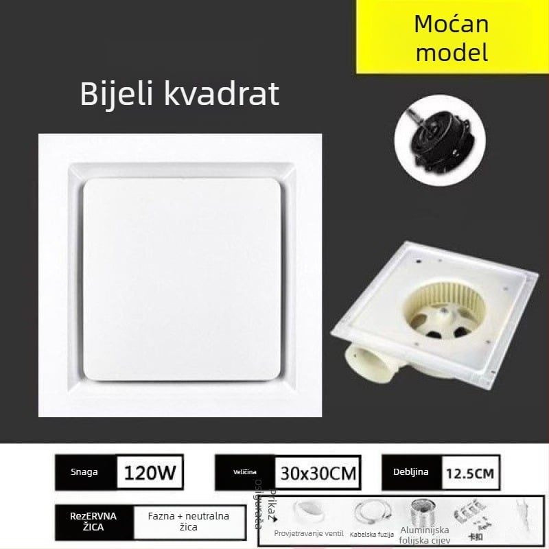 Ventilator za odvod zraka, Mingshuo 300h-2, daljinski upravljač, protok zraka 750 m3/h, stil prozorskog dijela