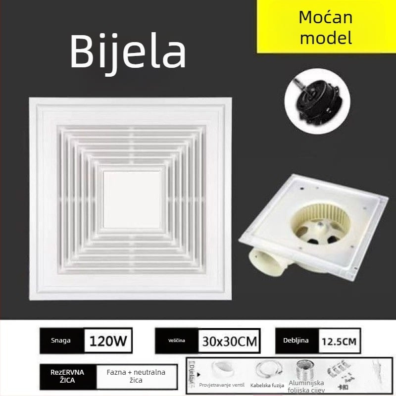 Ventilator za odvod zraka, Mingshuo 300h-2, daljinski upravljač, protok zraka 750 m3/h, stil prozorskog dijela