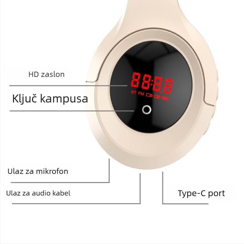 Bežični headset Bluetoothom, 3,5 mm priključak, ugrađeni mikrofon, OEM obrada, tiskano logo