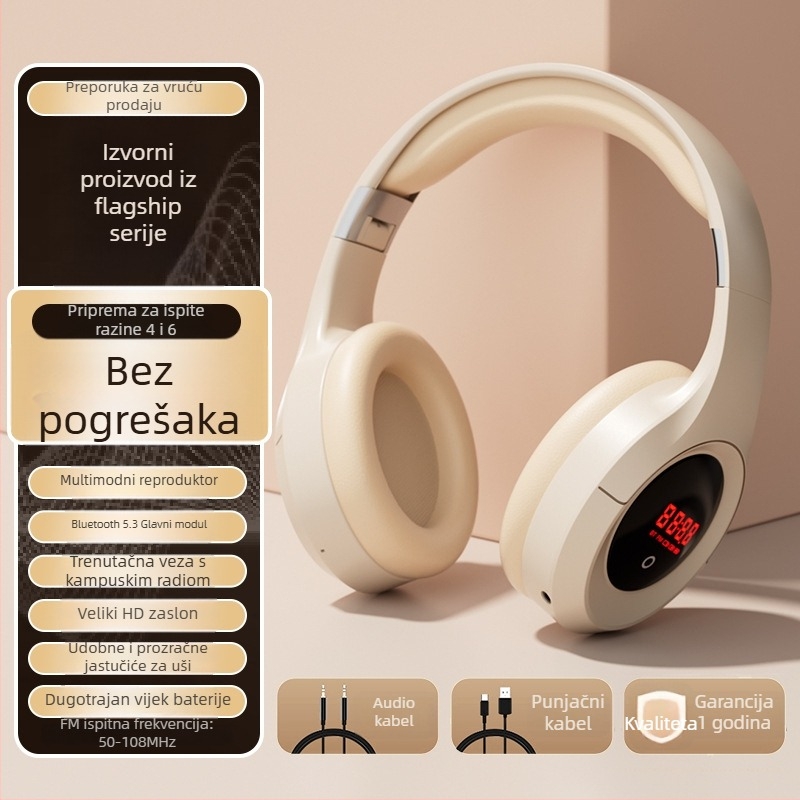 Bežični headset Bluetoothom, 3,5 mm priključak, ugrađeni mikrofon, OEM obrada, tiskano logo