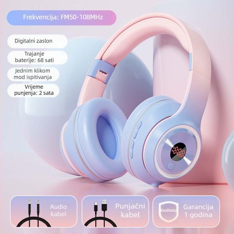 Bežični headset Bluetoothom, 3,5 mm priključak, ugrađeni mikrofon, OEM obrada, tiskano logo