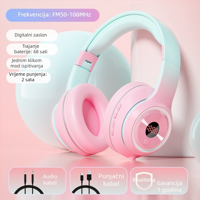 Bežični headset Bluetoothom, 3,5 mm priključak, ugrađeni mikrofon, OEM obrada, tiskano logo