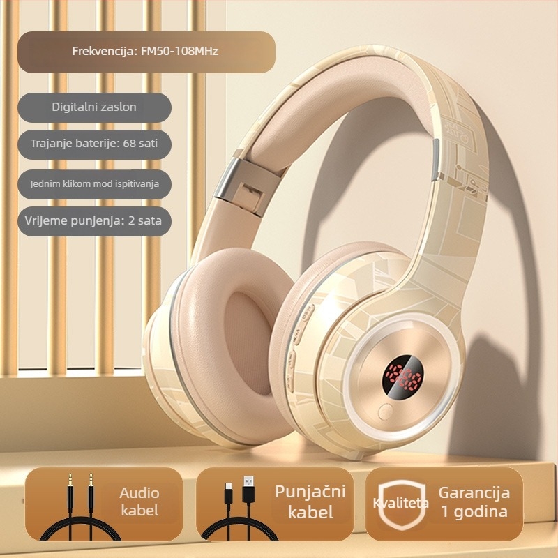 Bežični headset Bluetoothom, 3,5 mm priključak, ugrađeni mikrofon, OEM obrada, tiskano logo