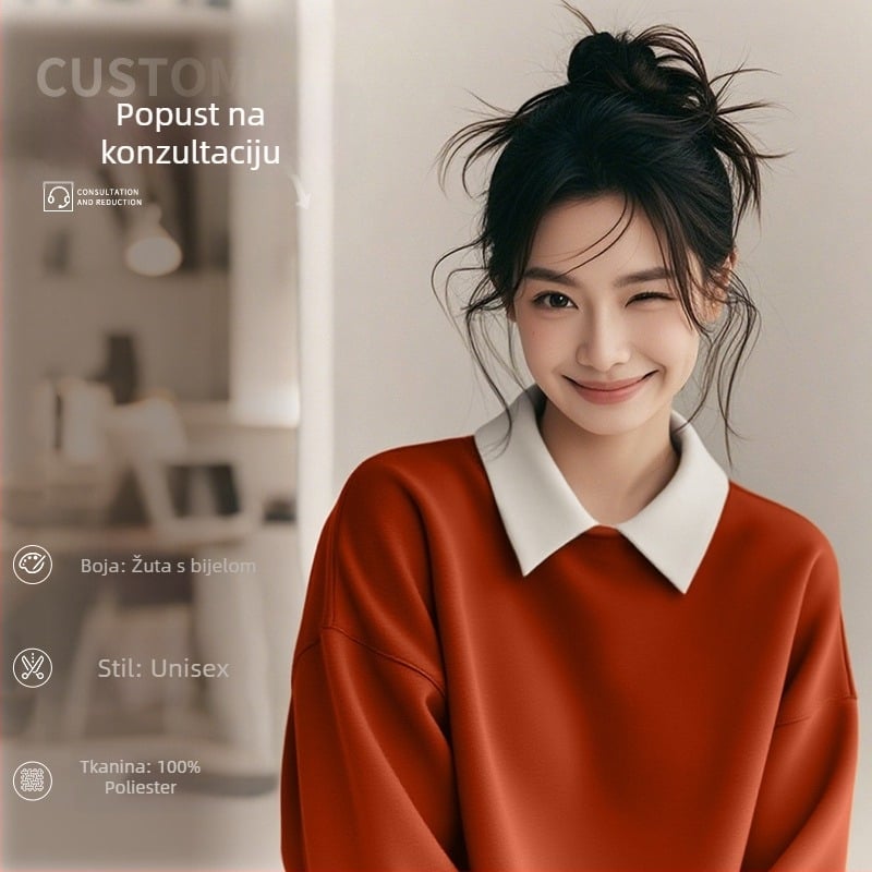 Visokokvalitetna radna odjeća za kozmetičare — prilagođeni sweatshirt s logom za salone noktiju i ljepote, jesen-zima, s ovratnikom od krzna i dugim rukavima. Glavni materijal: spandeks; udio tkanine ispod 30%; funkcija protiv prljavštine i dezinfekcije.