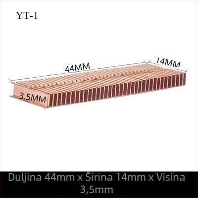 Bakreni hladnjak za grafičku karticu, s lamelama, model 01; materijal bakar; za prijenosno računalo; bez toplovodnih cijevi