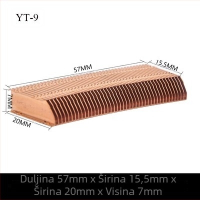 Bakreni hladnjak za grafičku karticu, s lamelama, model 01; materijal bakar; za prijenosno računalo; bez toplovodnih cijevi