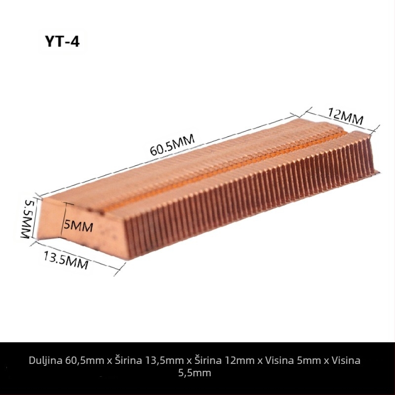 Bakreni hladnjak za grafičku karticu, s lamelama, model 01; materijal bakar; za prijenosno računalo; bez toplovodnih cijevi