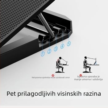 Hlađenje podloge za notebook A9, 6 ventilatora, metalna mreža, kabel 0,7 m, kompatibilna s notebookima