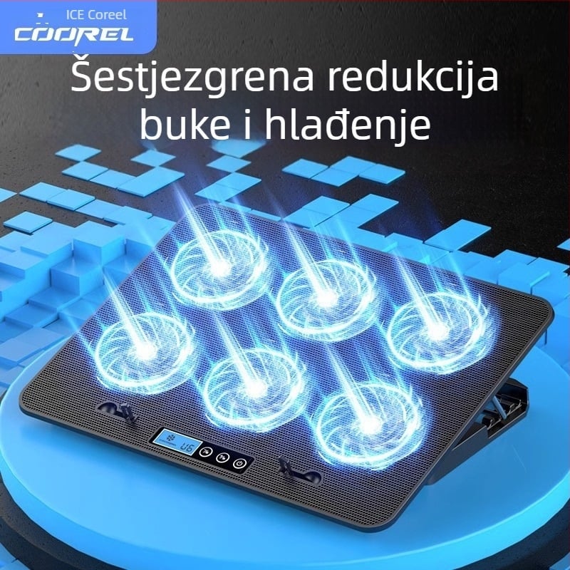 Hlađenje podloge za notebook A9, 6 ventilatora, metalna mreža, kabel 0,7 m, kompatibilna s notebookima
