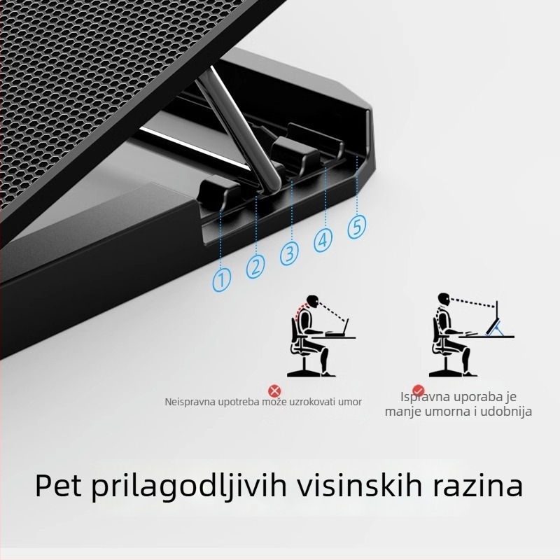 Hlađenje podloge za notebook A9, 6 ventilatora, metalna mreža, kabel 0,7 m, kompatibilna s notebookima
