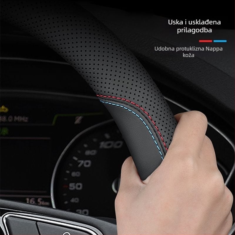 Navlaka za volan Volvo – univerzalni pokrov za volan, umjetna koža, print uzorak, prilagodljivo, šiveno strojem