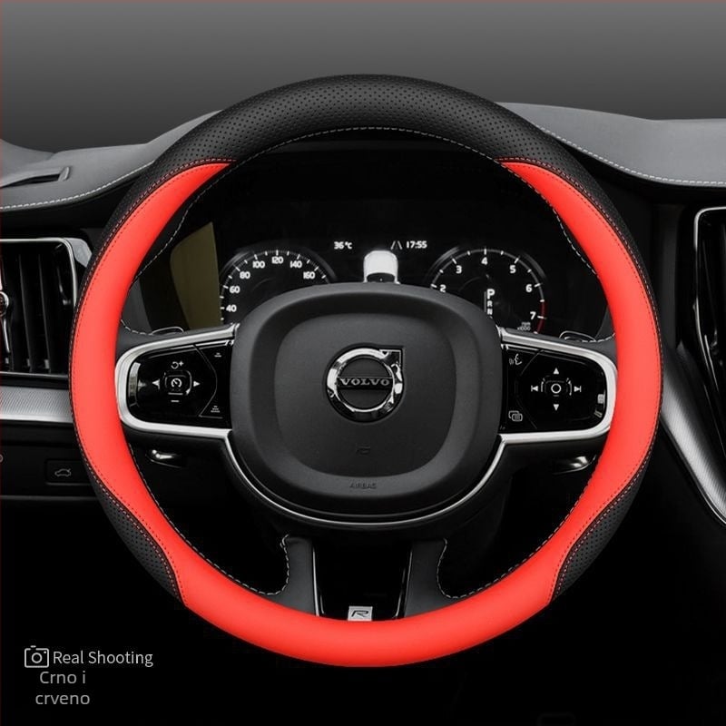 Navlaka za volan Volvo – univerzalni pokrov za volan, umjetna koža, print uzorak, prilagodljivo, šiveno strojem