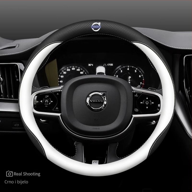 Navlaka za volan Volvo – univerzalni pokrov za volan, umjetna koža, print uzorak, prilagodljivo, šiveno strojem