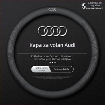 Kožna navlaka za volan za Audi – promjer 38 cm, četiri sezone, jednostavan stil, kompatibilan s A4L, A6, A3, A5, A7, A8, Q2L, Q3, Q5, Q7, Q8