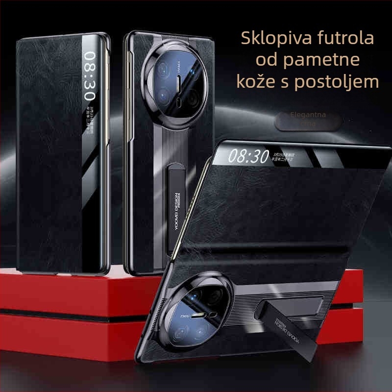 Kožna futrola za Huawei MateX6 s elektroplatiranim dizajnom staze, zaštita objektiva X6, kravlja koža