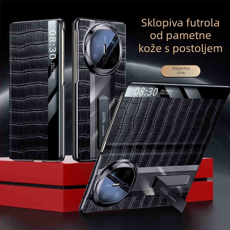 Kožna futrola za Huawei MateX6 s elektroplatiranim dizajnom staze, zaštita objektiva X6, kravlja koža