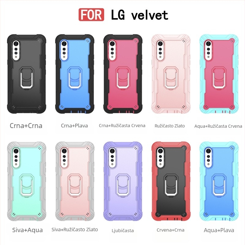 Otporan na udarce zaštitni etui za LG Velvet/Velvet 5G sa metalnim nosačem, trostruka zaštita
