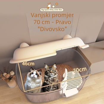 Ekstra velika kutija za mačji pijesak, koridor tipa, otporna na prskanje, poluzatvorena, prozirna, za Maine Coon mačke