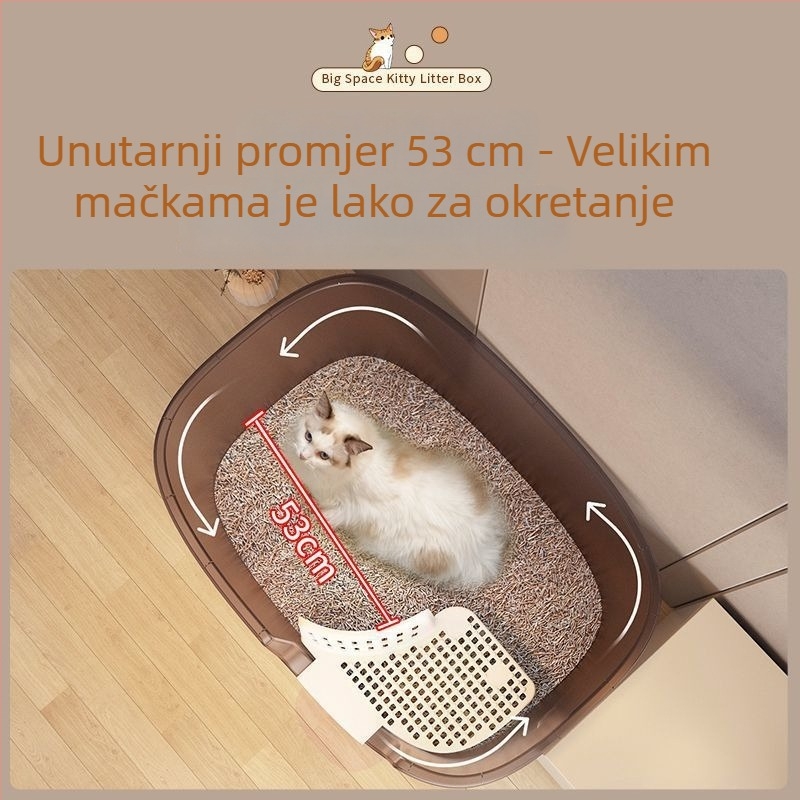 Ekstra velika kutija za mačji pijesak, koridor tipa, otporna na prskanje, poluzatvorena, prozirna, za Maine Coon mačke