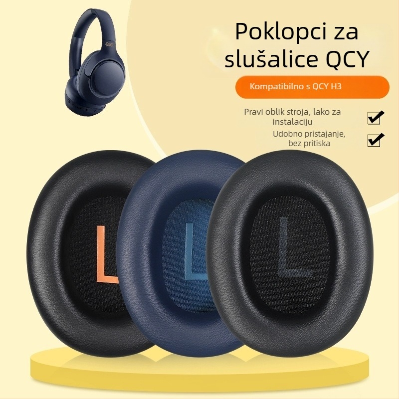 PU kožni jastučići za uši za QCY H3, H3 Pro i H3 Lite — PU koža, jednostavna ugradnja, kompatibilno s QCY H3 serijom
