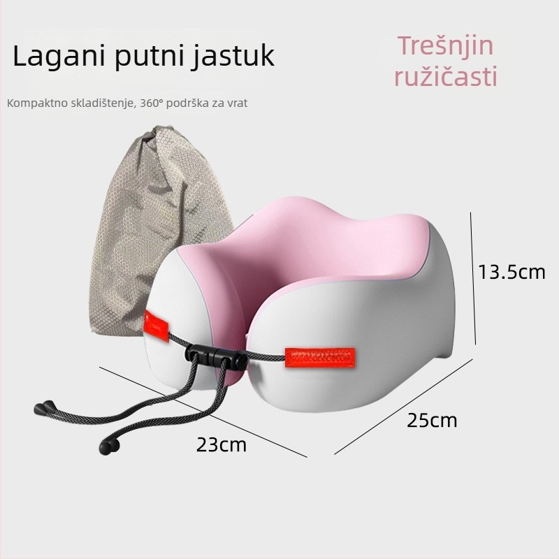 Putni jastuk od memorijske pjene, U-oblik, za potporu vrata, s Ice Silk tkaninom, prijenosni.