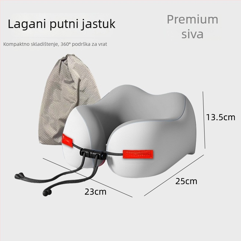Putni jastuk od memorijske pjene, U-oblik, za potporu vrata, s Ice Silk tkaninom, prijenosni.