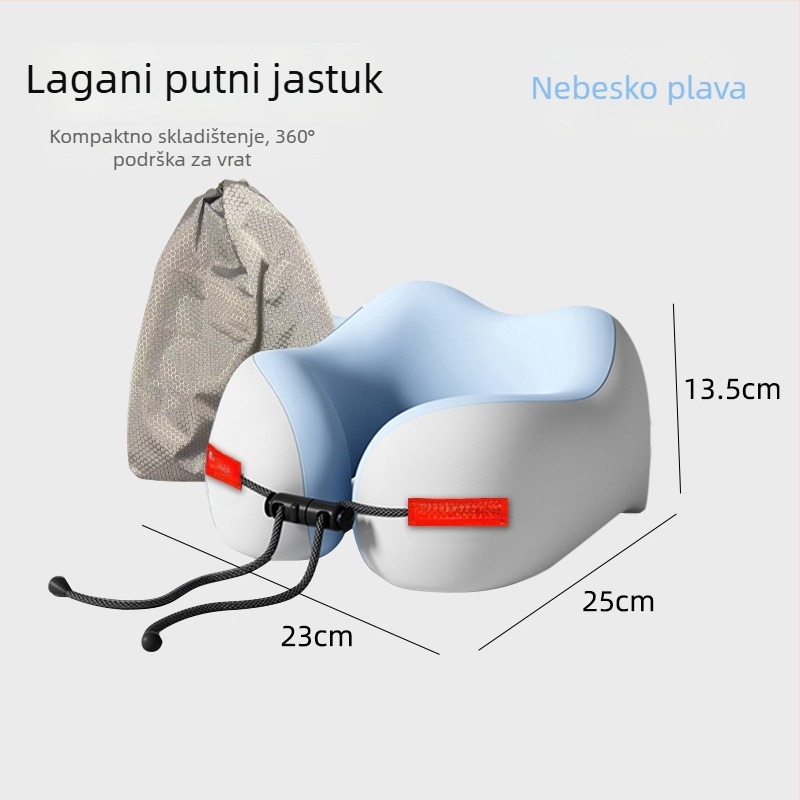 Putni jastuk od memorijske pjene, U-oblik, za potporu vrata, s Ice Silk tkaninom, prijenosni.