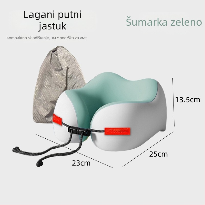 Putni jastuk od memorijske pjene, U-oblik, za potporu vrata, s Ice Silk tkaninom, prijenosni.
