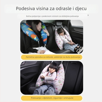 Dječji jastuk za vrat u automobilu – karikatura dizajn, pamuk materijal, 600 g, prilagodljiv, otisak logotipa