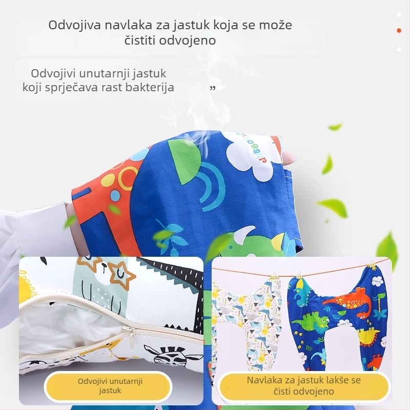 Dječji jastuk za vrat u automobilu – karikatura dizajn, pamuk materijal, 600 g, prilagodljiv, otisak logotipa