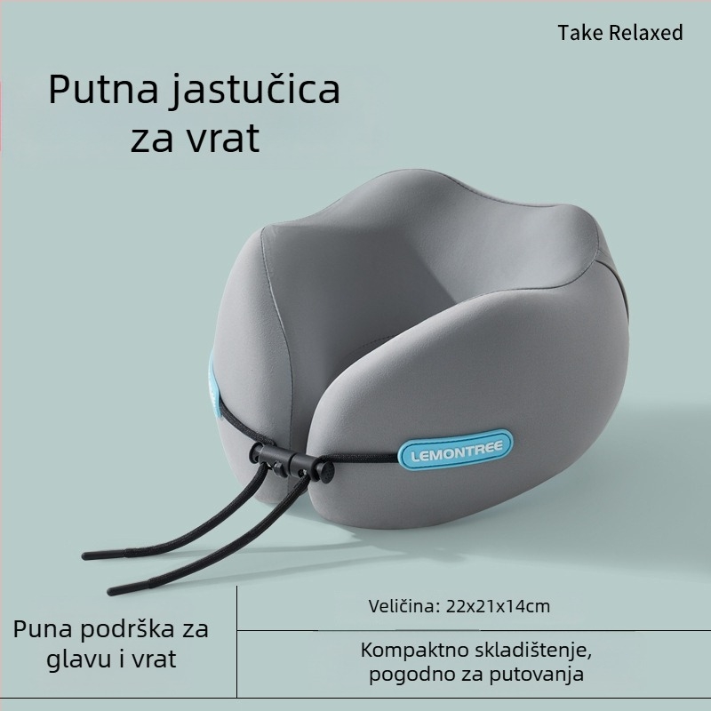 Putni jastuk za vrat u obliku U s memorijskom pjenom – prijenosna podrška za vrat za avion i auto, navlaka od poliestera