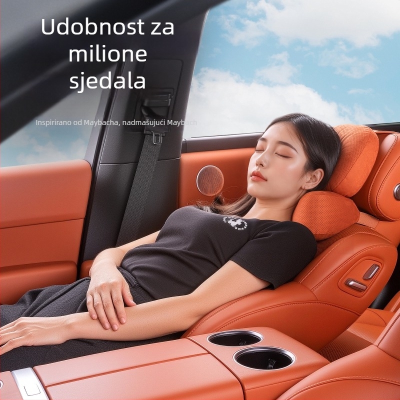 Automobilska jastučić za glavu s potporom lumbalnog dijela i zaštitom vrata – univerzalna prilagodba, vanjski materijal: deerskin, punilo: biocotton, za sve sezone, originalni stil