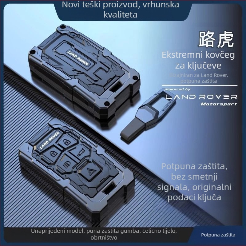 Kućište za ključ Land Rover i Jaguar – aluminijska legura, trend stil, prilagodljiv, kompatibilno s Range Rover Sport, Discovery 4, Evoque, Defender