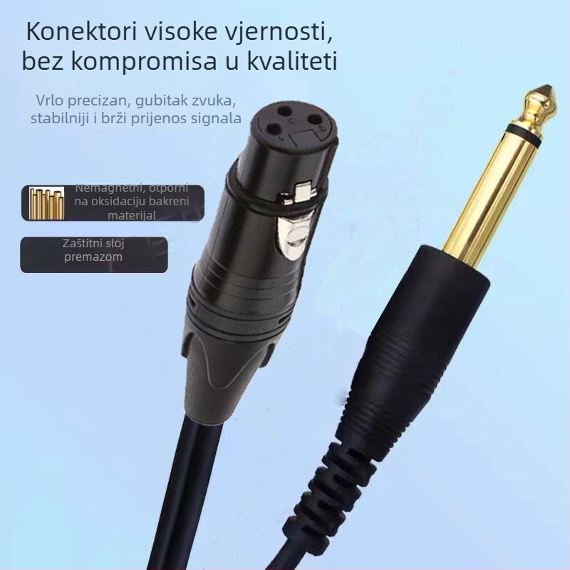 Kabel za mikrofon 6,35 mm na XLR, dvostruka vodila, XLR ženski priključak, nikliran, ROHS