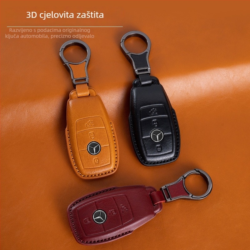 Navlaka za ključ Mercedes-Benz - bivolja koža, biljni tanin, vrhunski stil, kompatibilno s GLE, GLA, C200L, C260L, E300L, E-klasa, S-klasa