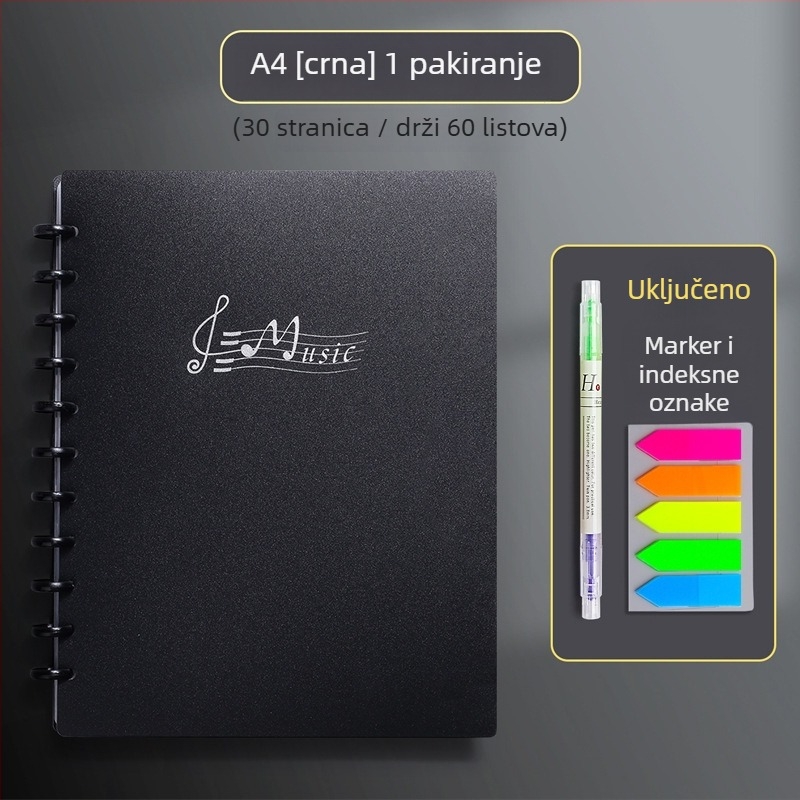A4 mapa za note s kopčom oblika gljive, Lay-Flat dizajn, PP materijal, višestrani
