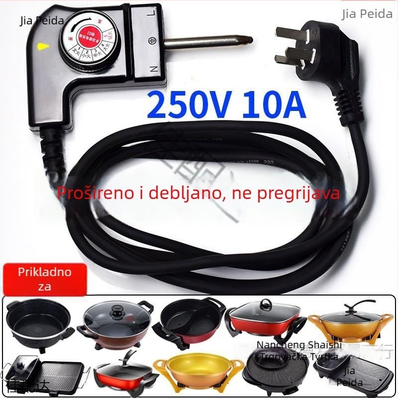Korejskog stila višenamjenski električni lonac s napajanjem i trostrukim utikačem, kabel za regulaciju temperature za lonac i grill tavu