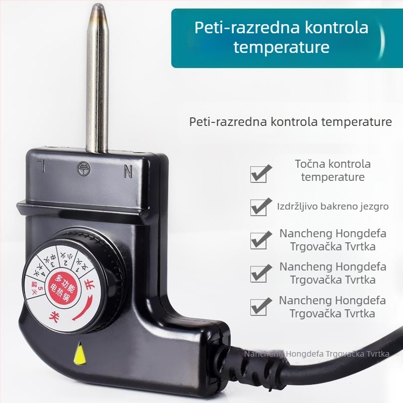 Korejskog stila višenamjenski električni lonac s napajanjem i trostrukim utikačem, kabel za regulaciju temperature za lonac i grill tavu