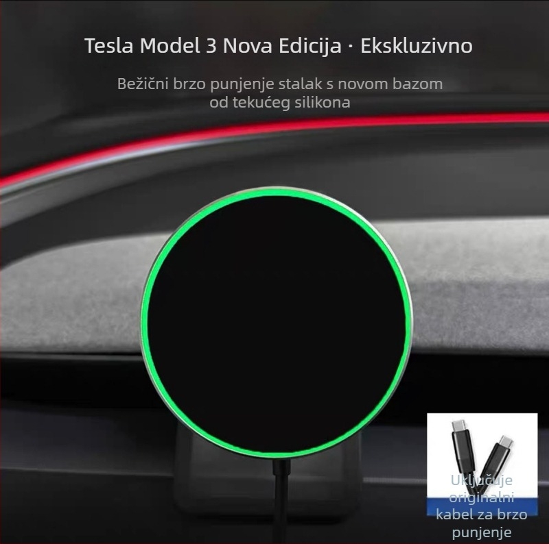 Držač za telefon za Tesla Model 3 i Model Y s električnim stezanjem, montiran na instrument ploču