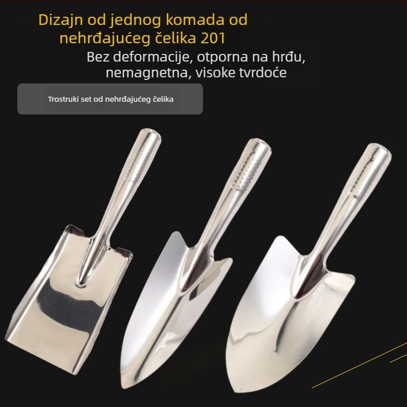 Nehrđajući čelik – ojačana vrtna lopata za sadnju i plažu – trodijelni set
