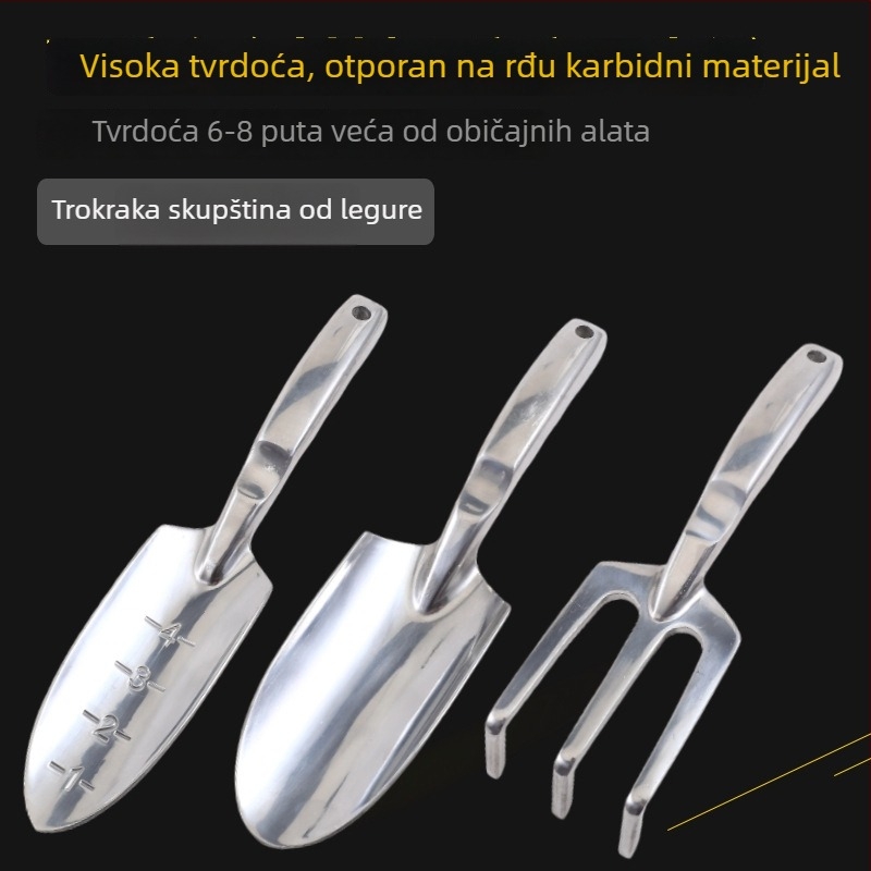 Nehrđajući čelik – ojačana vrtna lopata za sadnju i plažu – trodijelni set