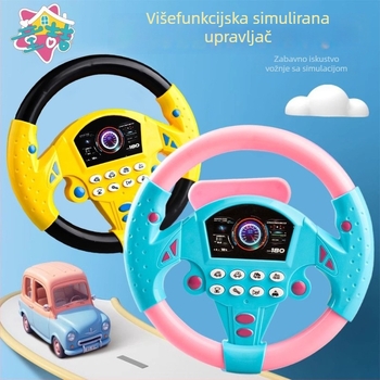 Obrazovna električna igračka volana za djecu – simulacija suvozača, svjetla i glazba, vješalica za kolica, za dob 0–3 godine