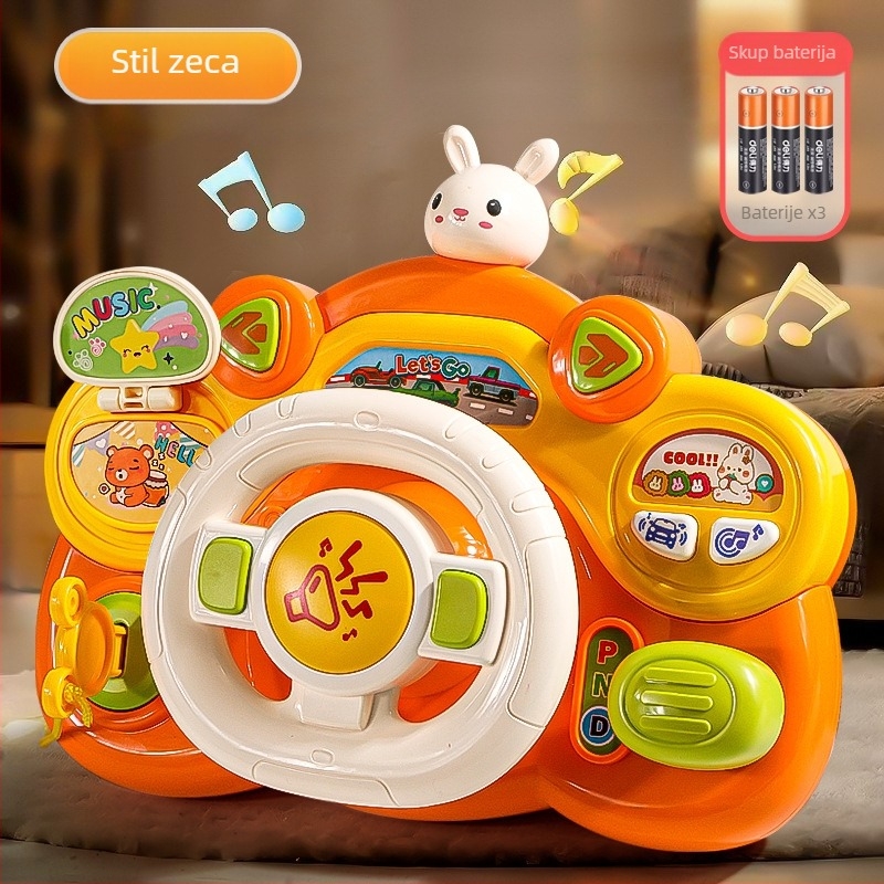 Obrazovna električna igračka volana za djecu – simulacija suvozača, svjetla i glazba, vješalica za kolica, za dob 0–3 godine