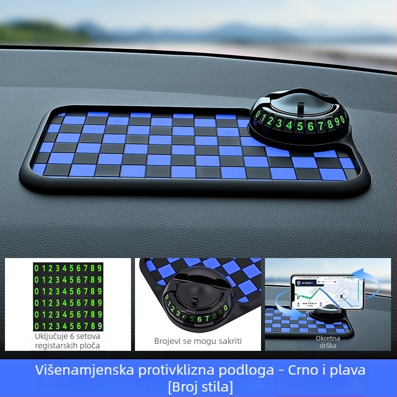 Baviss Višefunkcionalna protuklizna auto podloga s nosačem za telefon i privremenom parkirnom tablicom, PVC (Kod proizvoda: B-61)