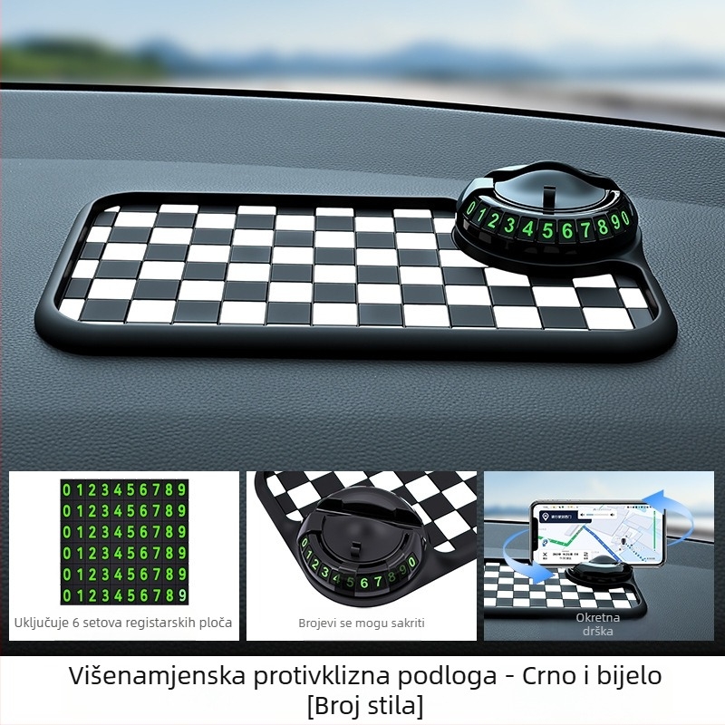 Baviss Višefunkcionalna protuklizna auto podloga s nosačem za telefon i privremenom parkirnom tablicom, PVC (Kod proizvoda: B-61)