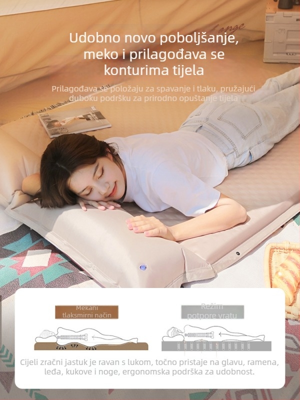Nafukivajući madrac za kampiranje - prijenosna podloga za šator, automatsko naduvavanje, automobil kompatibilan, Kapacitet 1–3 osobe, Neto težina 3 kg, Materijal Chun Yongfang