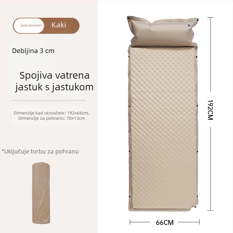 Nafukivajući madrac za kampiranje - prijenosna podloga za šator, automatsko naduvavanje, automobil kompatibilan, Kapacitet 1–3 osobe, Neto težina 3 kg, Materijal Chun Yongfang