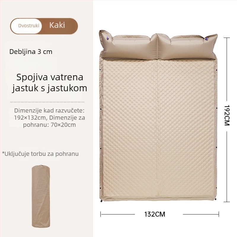 Nafukivajući madrac za kampiranje - prijenosna podloga za šator, automatsko naduvavanje, automobil kompatibilan, Kapacitet 1–3 osobe, Neto težina 3 kg, Materijal Chun Yongfang