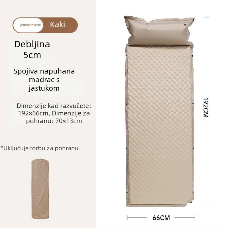 Nafukivajući madrac za kampiranje - prijenosna podloga za šator, automatsko naduvavanje, automobil kompatibilan, Kapacitet 1–3 osobe, Neto težina 3 kg, Materijal Chun Yongfang