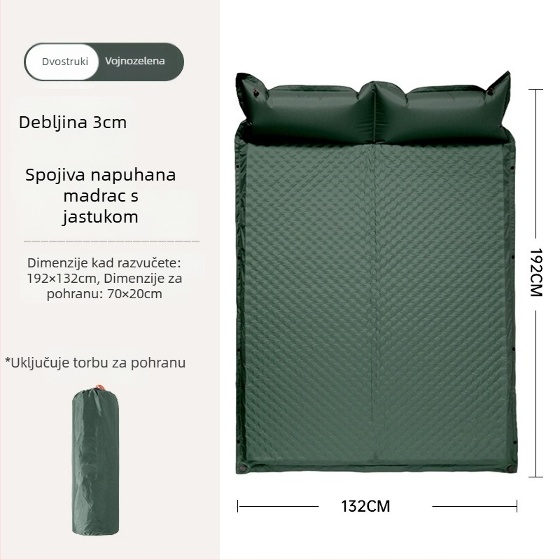 Nafukivajući madrac za kampiranje - prijenosna podloga za šator, automatsko naduvavanje, automobil kompatibilan, Kapacitet 1–3 osobe, Neto težina 3 kg, Materijal Chun Yongfang